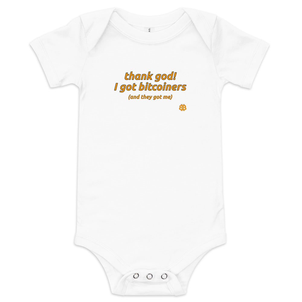 Baby-Kurzarm-Einteiler „ThankGod“