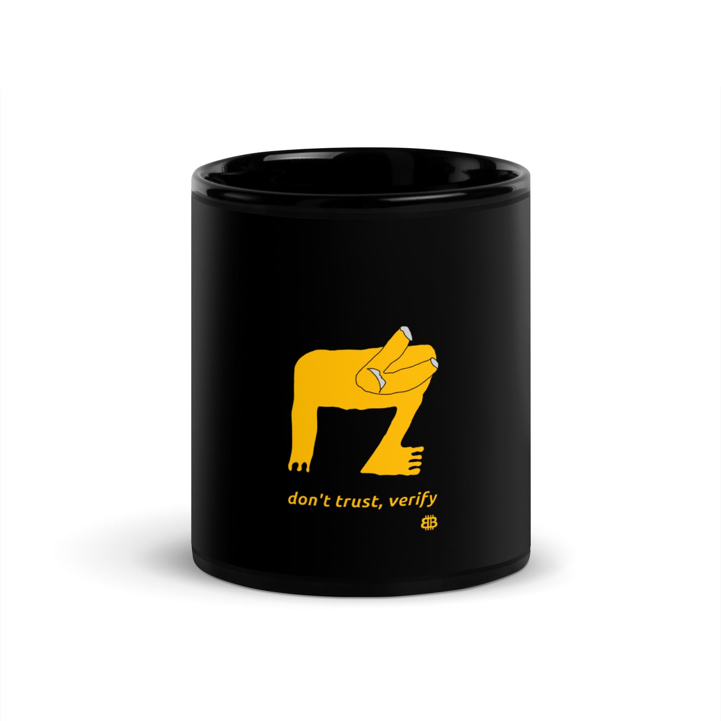 Schwarz glänzende PROOF-OF-WORK-Tasse „Verify“ (NICHT spülmaschinenfest!)