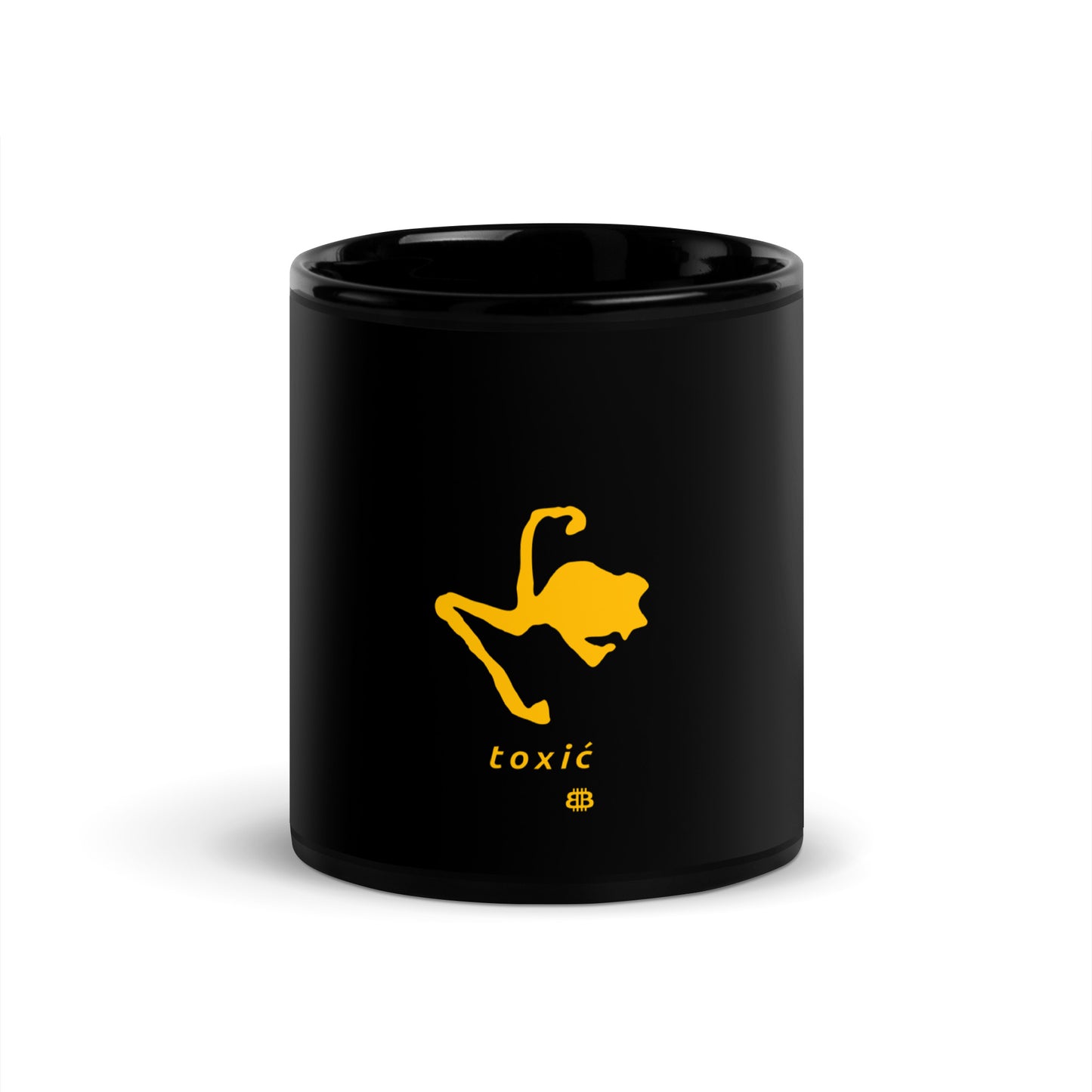 Schwarz glänzende PRROF-OF-WORK-Tasse „Toxić“