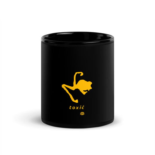 Schwarz glänzende PRROF-OF-WORK-Tasse „Toxić“