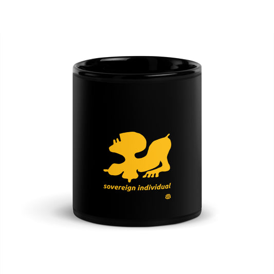 Schwarz glänzende PROOF-OF-WORK-Tasse „SovereignIndividual“ (NICHT spülmaschinenfest!)