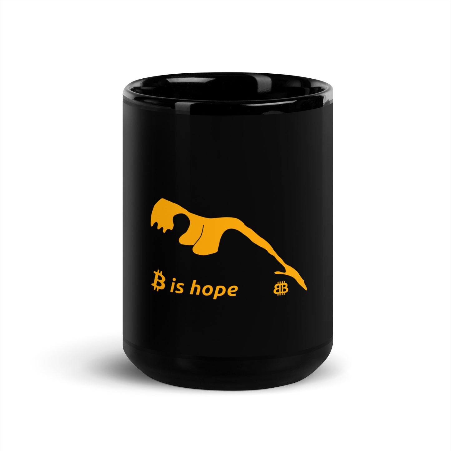 Schwarz glänzende PROOF-OF-WORK-Tasse „Hope“ (NICHT spülmaschinenfest!)