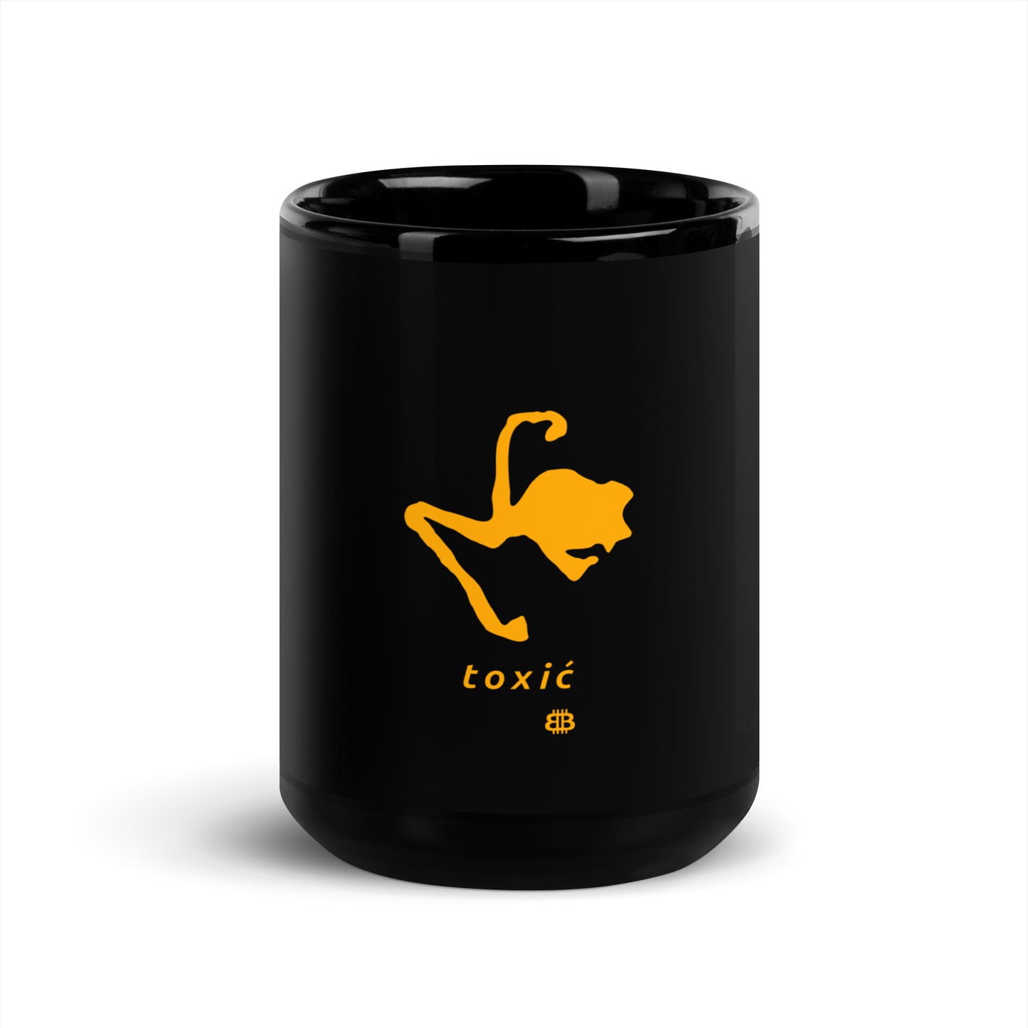 Schwarz glänzende PRROF-OF-WORK-Tasse „Toxić“