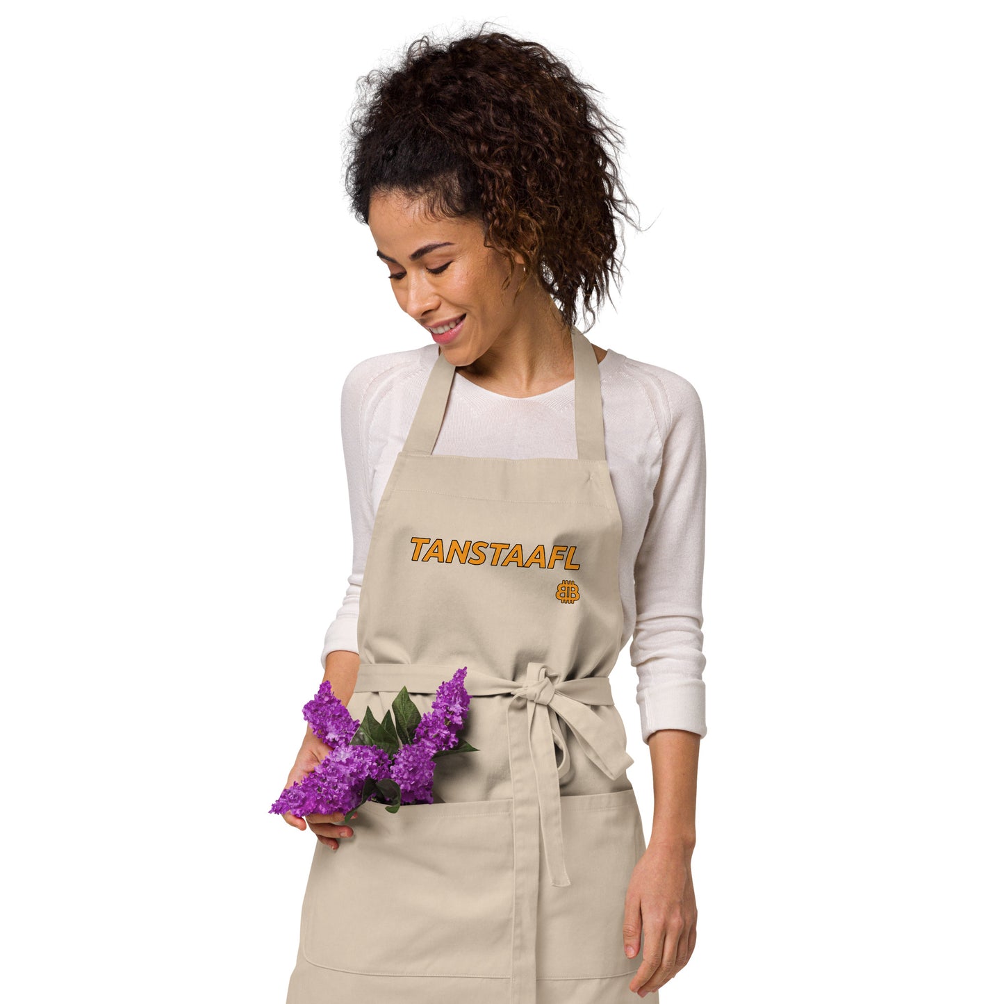 Organic cotton apron "TANSTAAFL"