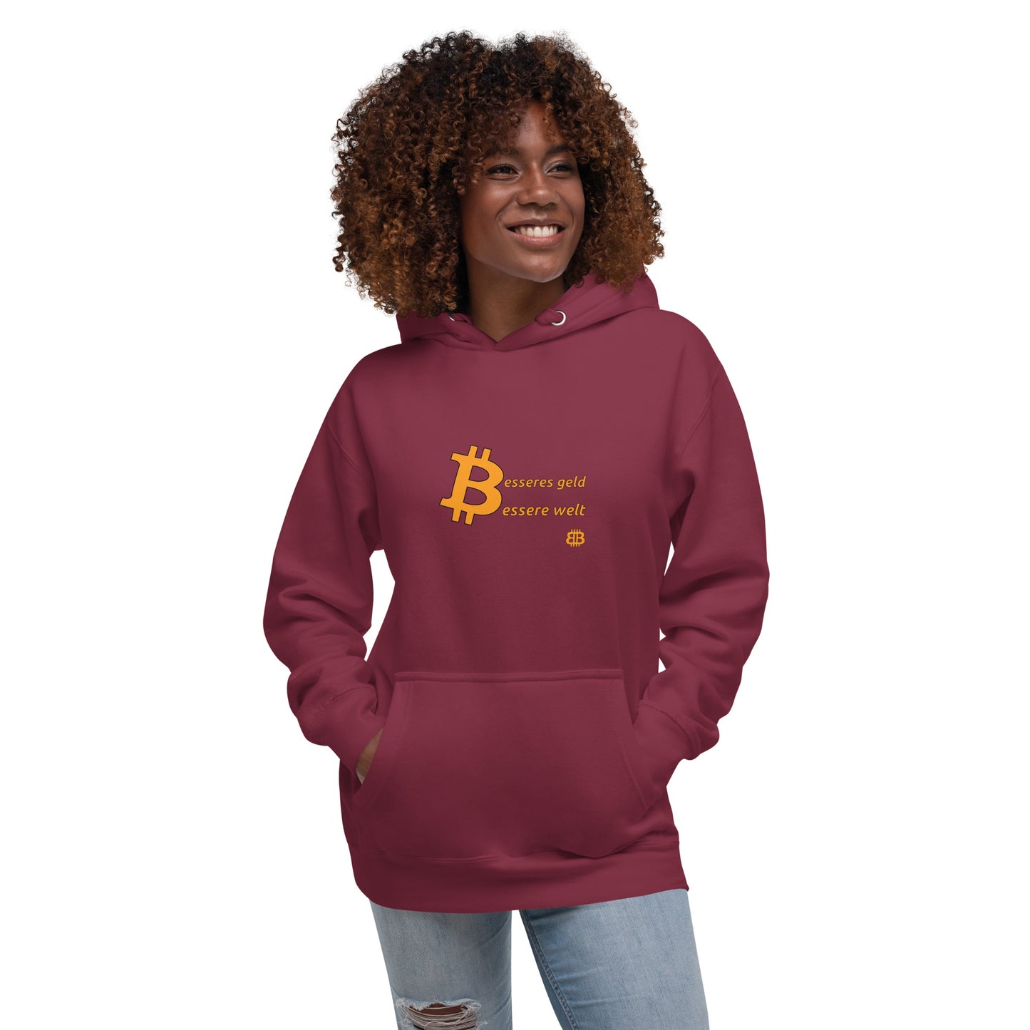 Women's organic bio Hoodie "Geld-Welt"