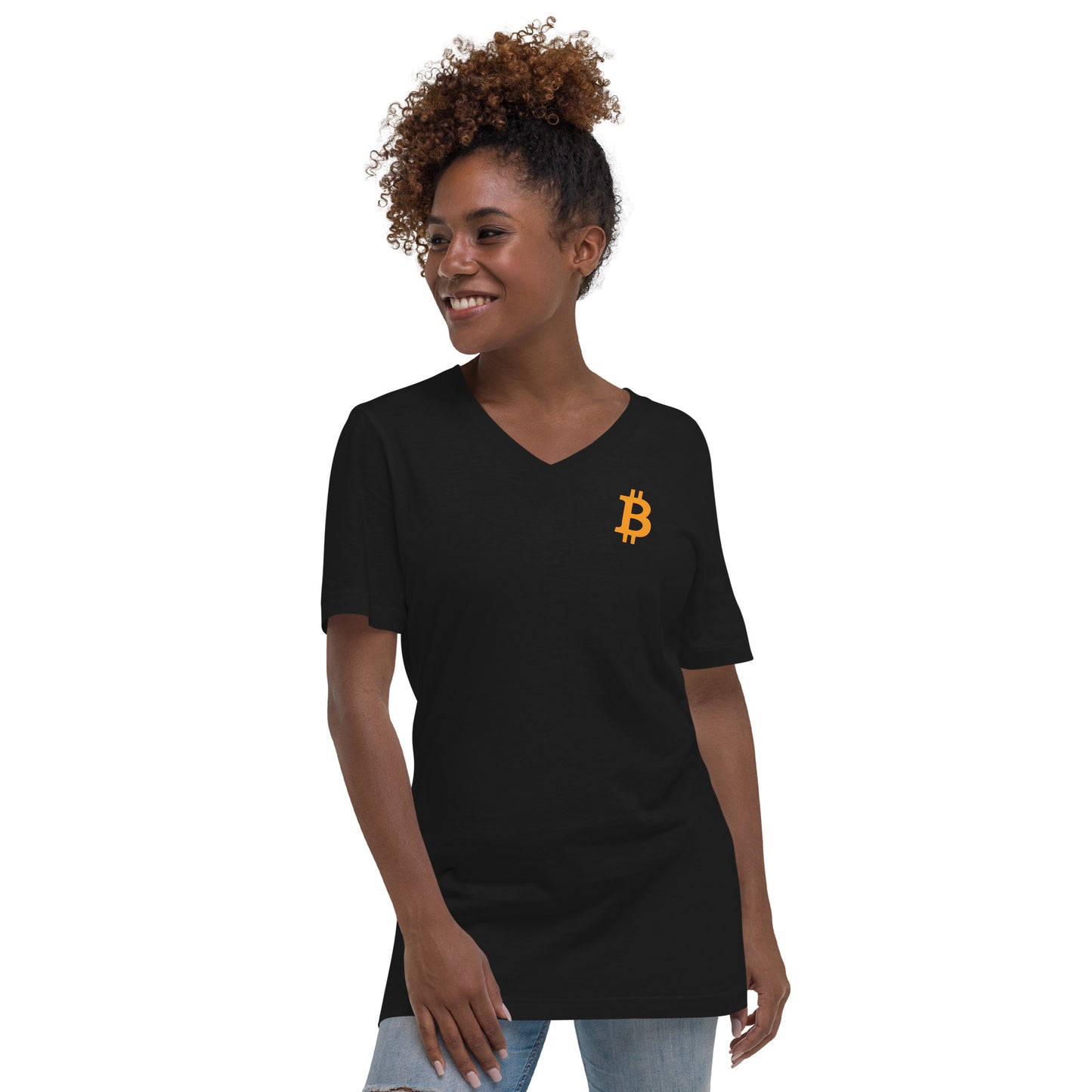 Unisex Kurzarm-T-Shirt mit V-Ausschnitt „B_sm“