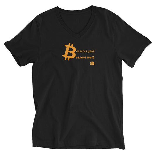 Women's Short Sleeve V-Neck T-Shirt "Geld-Welt"