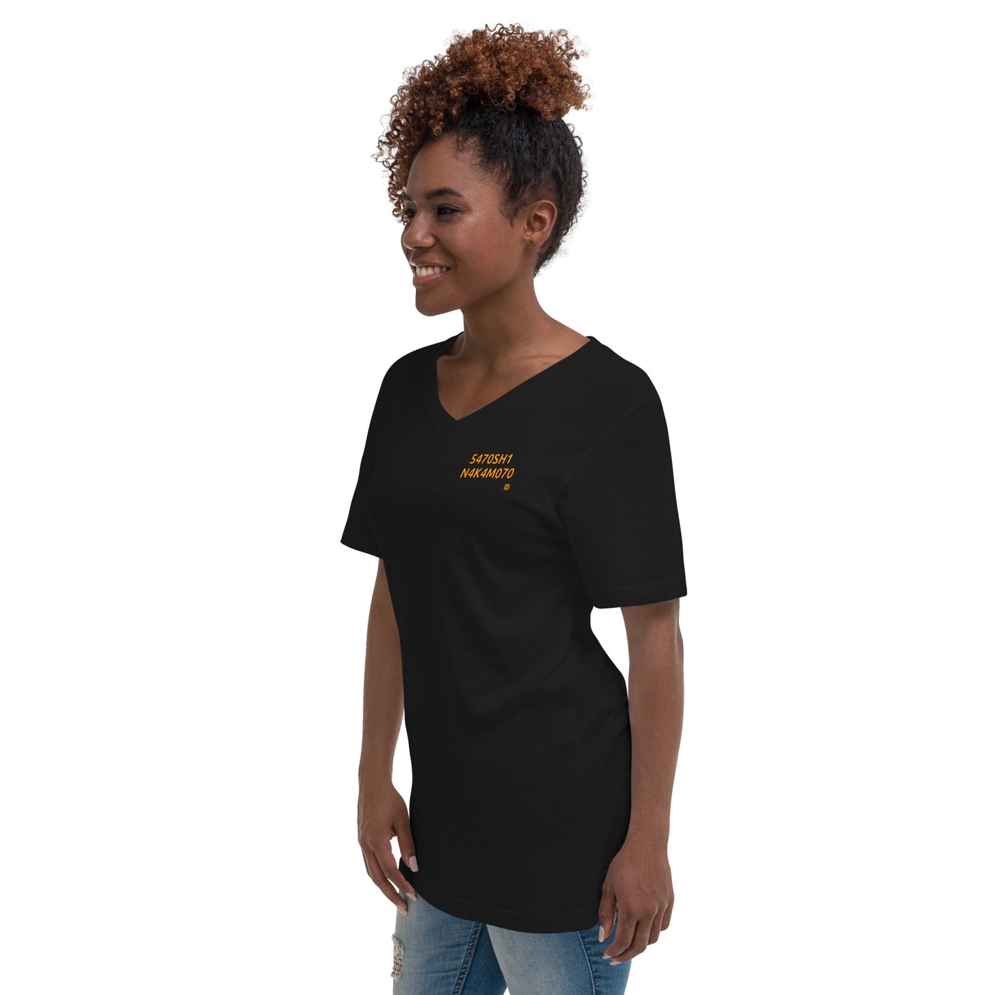 Unisex Kurzarm-T-Shirt mit V-Ausschnitt „N4K4M070_sm“