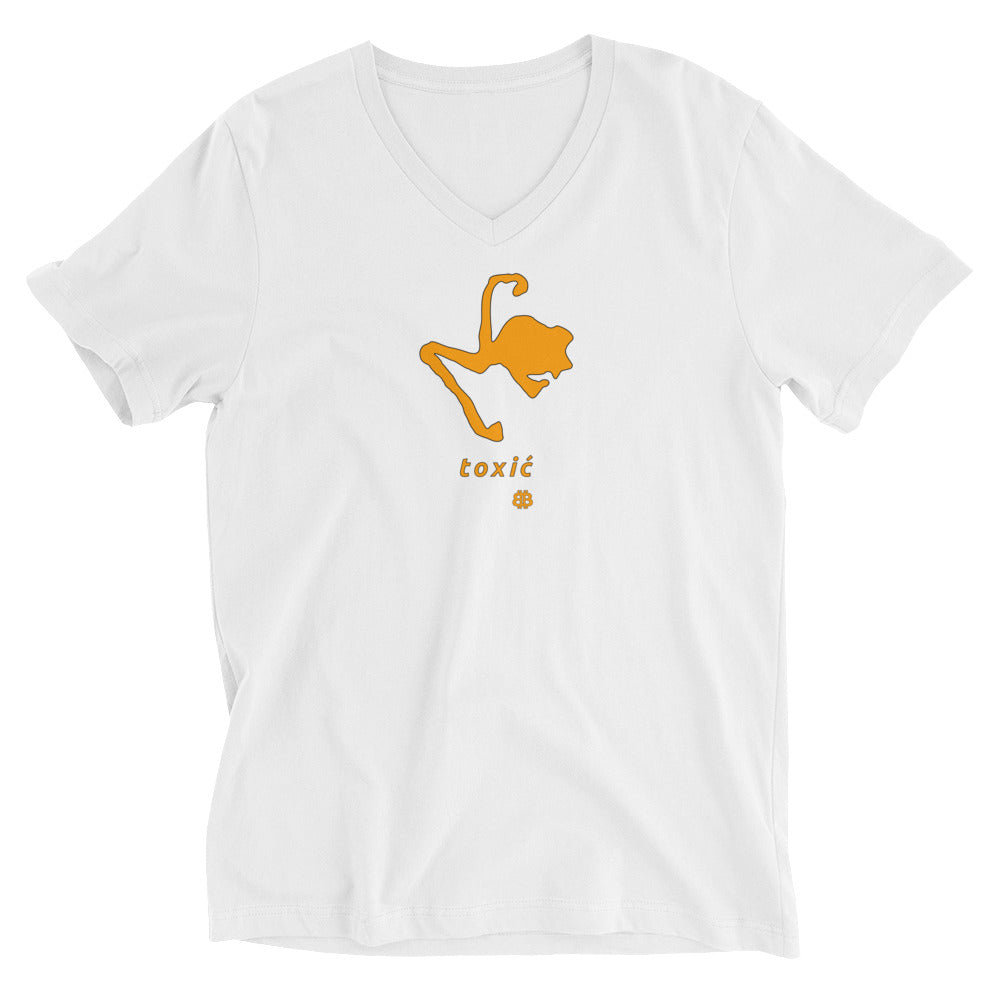 Unisex Kurzarm-T-Shirt mit V-Ausschnitt „Toxić“