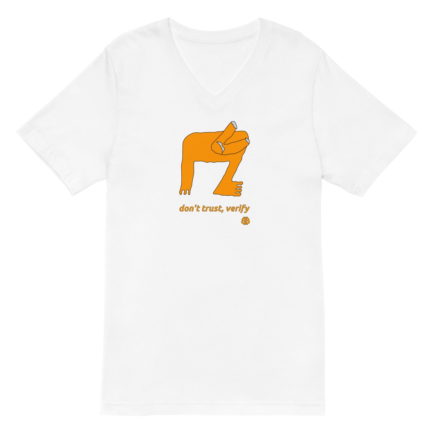 Unisex Kurzarm-T-Shirt mit V-Ausschnitt „Verify“