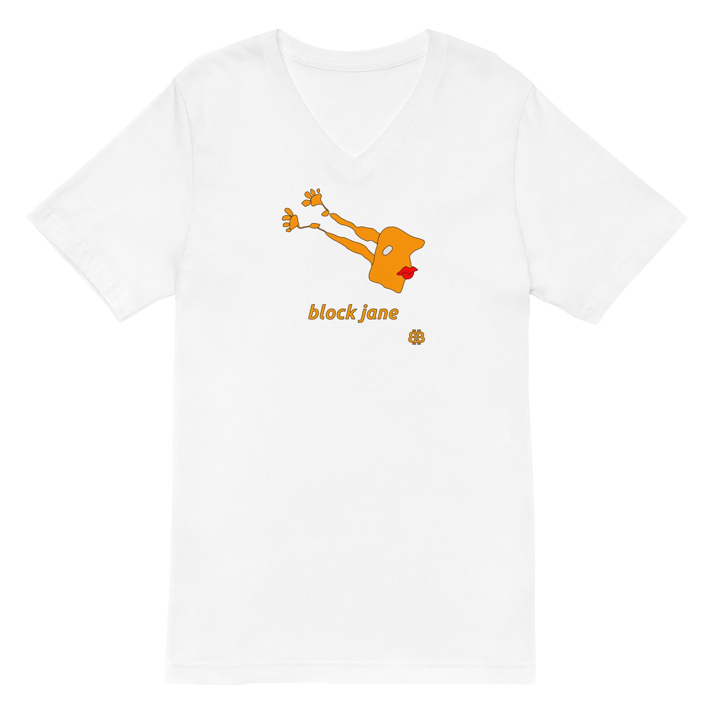 Unisex Kurzarm-T-Shirt mit V-Ausschnitt „BlockJane“