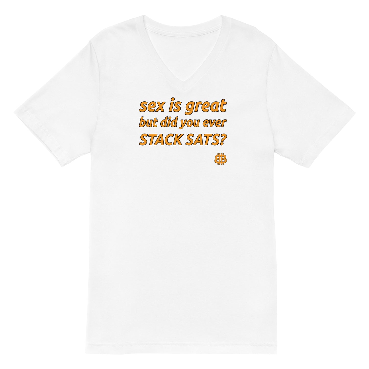 Damen Kurzarm-T-Shirt mit V-Ausschnitt „Sex“