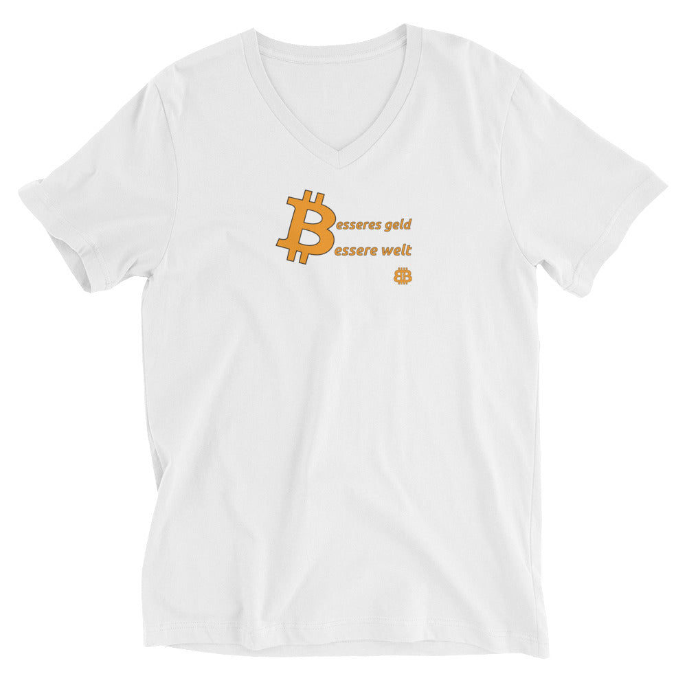 Men's Short Sleeve V-Neck T-Shirt "Geld-Welt"