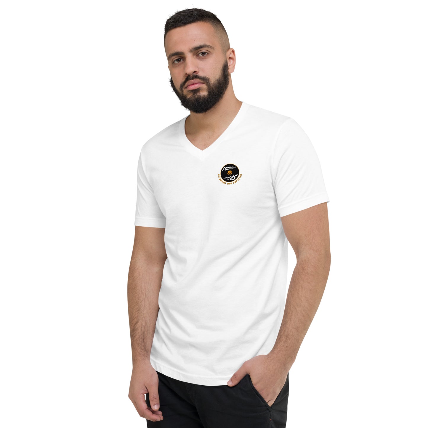Unisex Kurzarm-T-Shirt mit V-Ausschnitt „RHC_sm“