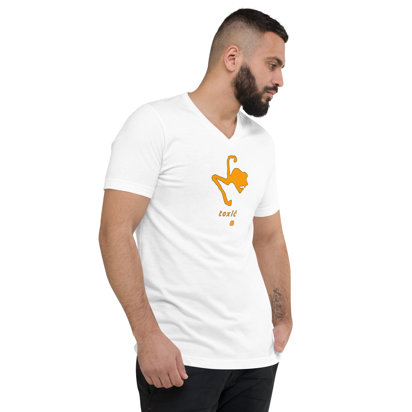 Unisex Kurzarm-T-Shirt mit V-Ausschnitt „Toxić“