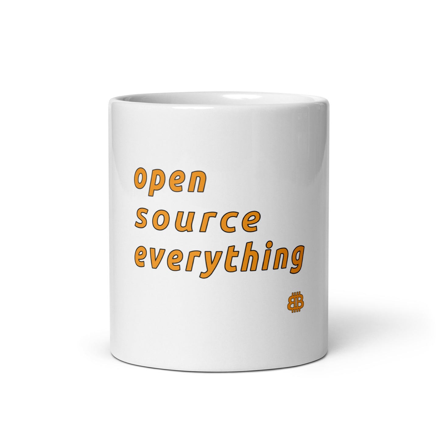 Weiß glänzender Becher „OS everything“