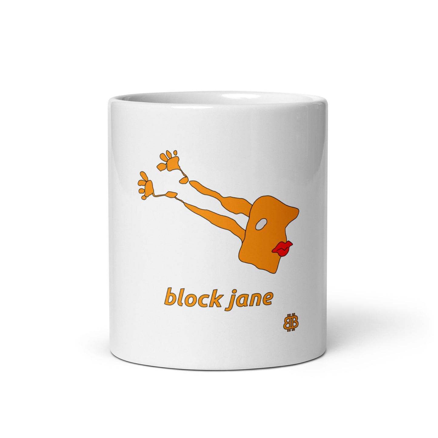 Weiß glänzende Tasse „BlockJane“