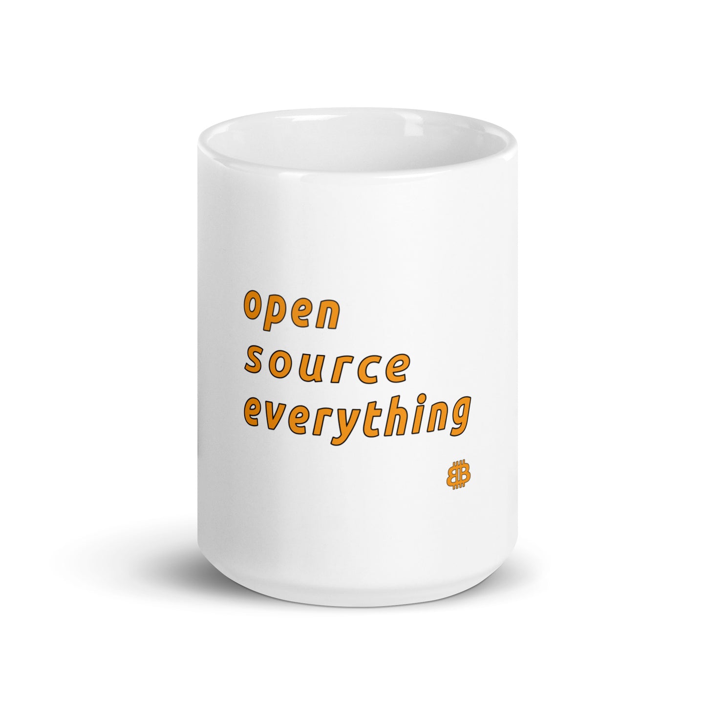 Weiß glänzender Becher „OS everything“