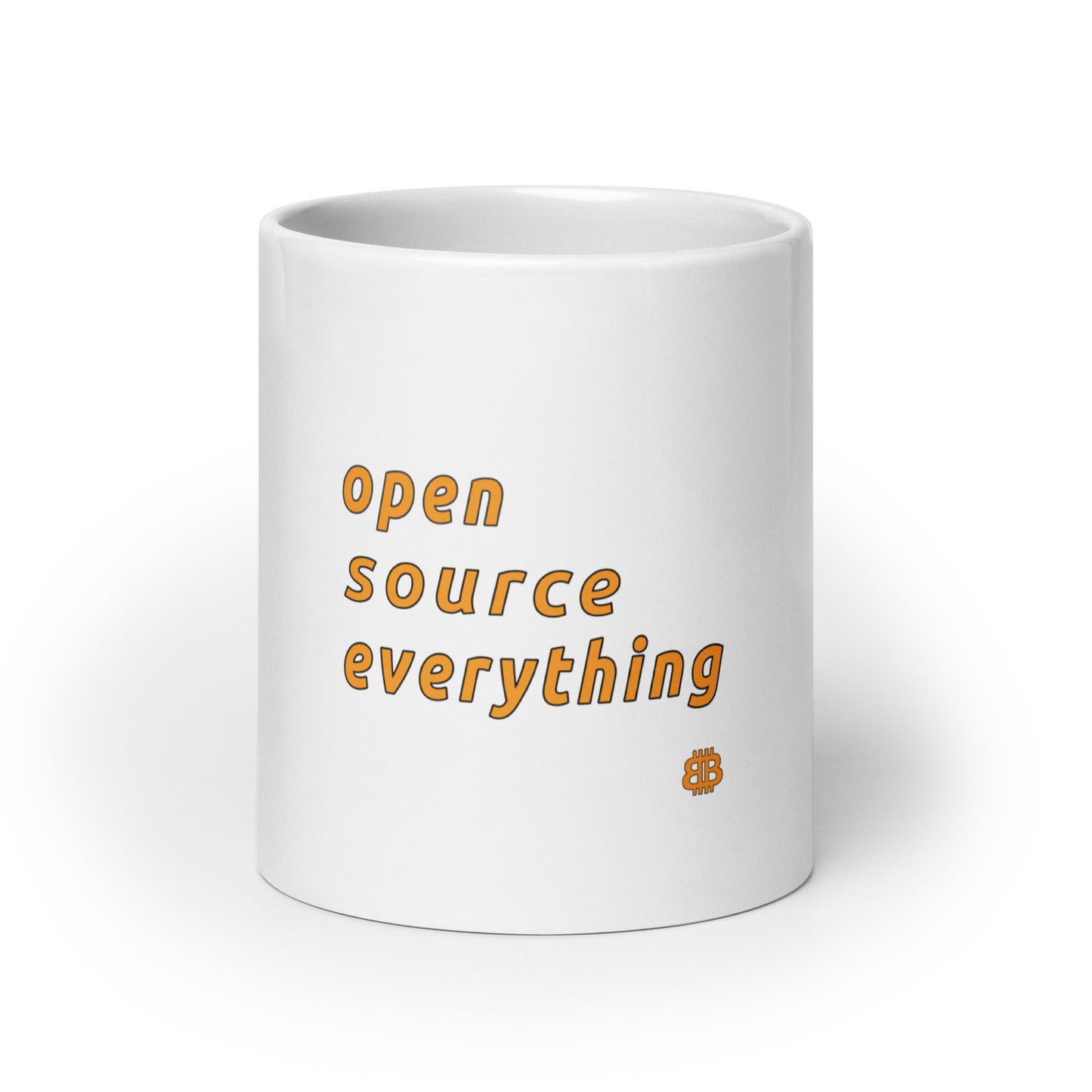 Weiß glänzender Becher „OS everything“