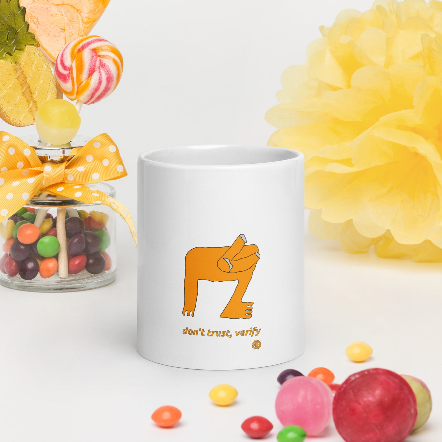 White glossy mug "Verify"