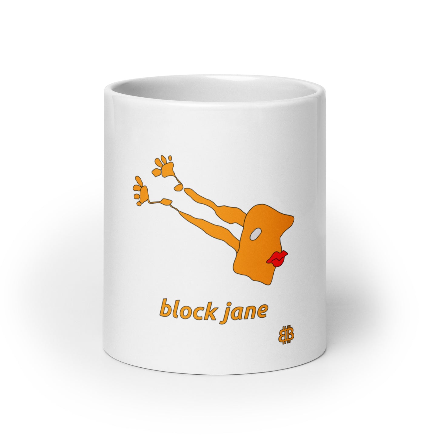 Weiß glänzende Tasse „BlockJane“