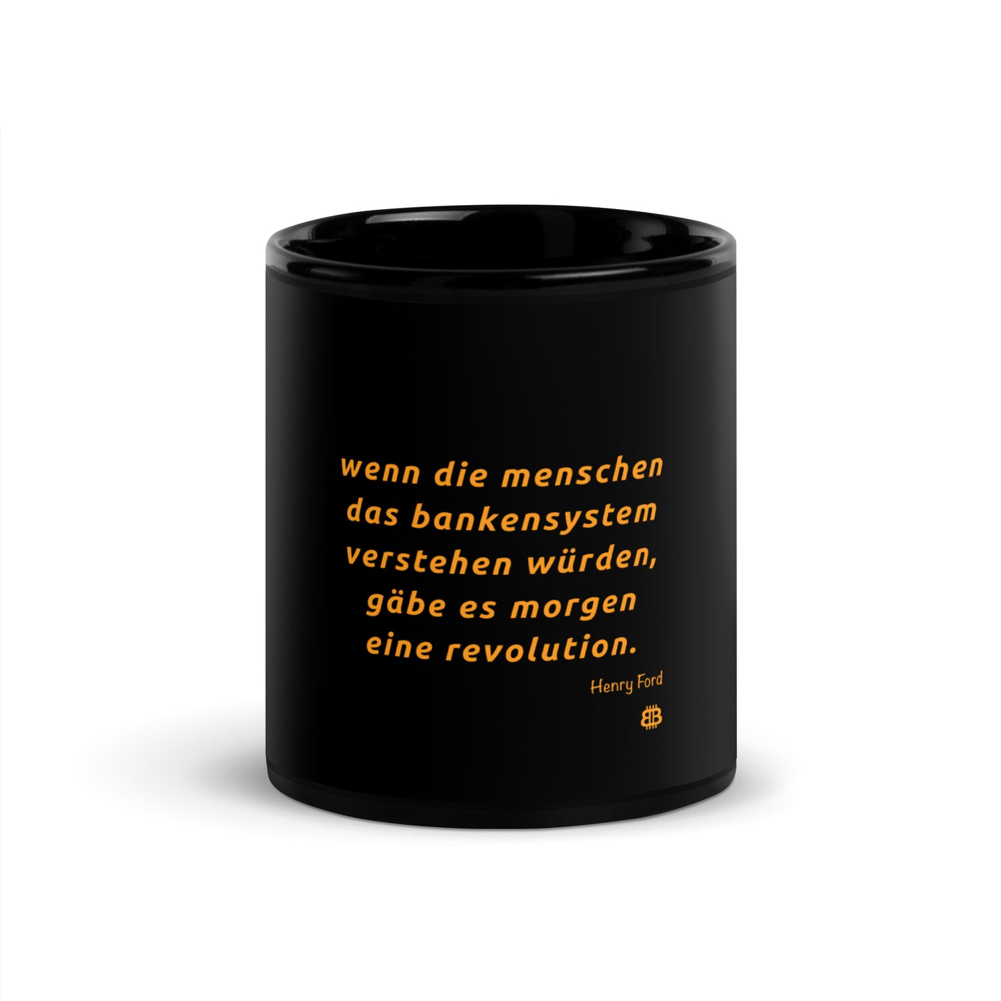 Black Glossy PROOF-OF-WORK-Mug "Revolution_dt" (NOT dishwasher safe!)