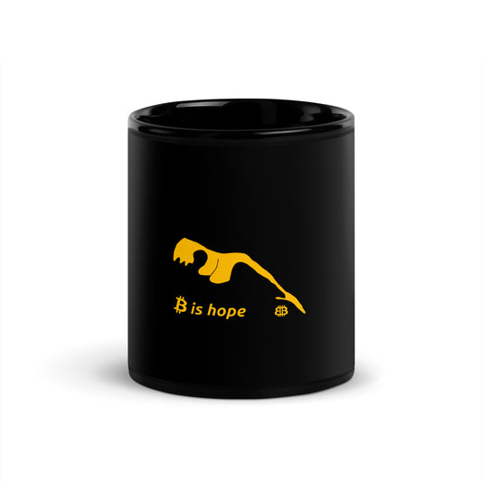 Black Glossy PROOF-OF-WORK-Mug "Hope" (NOT dishwasher safe!)