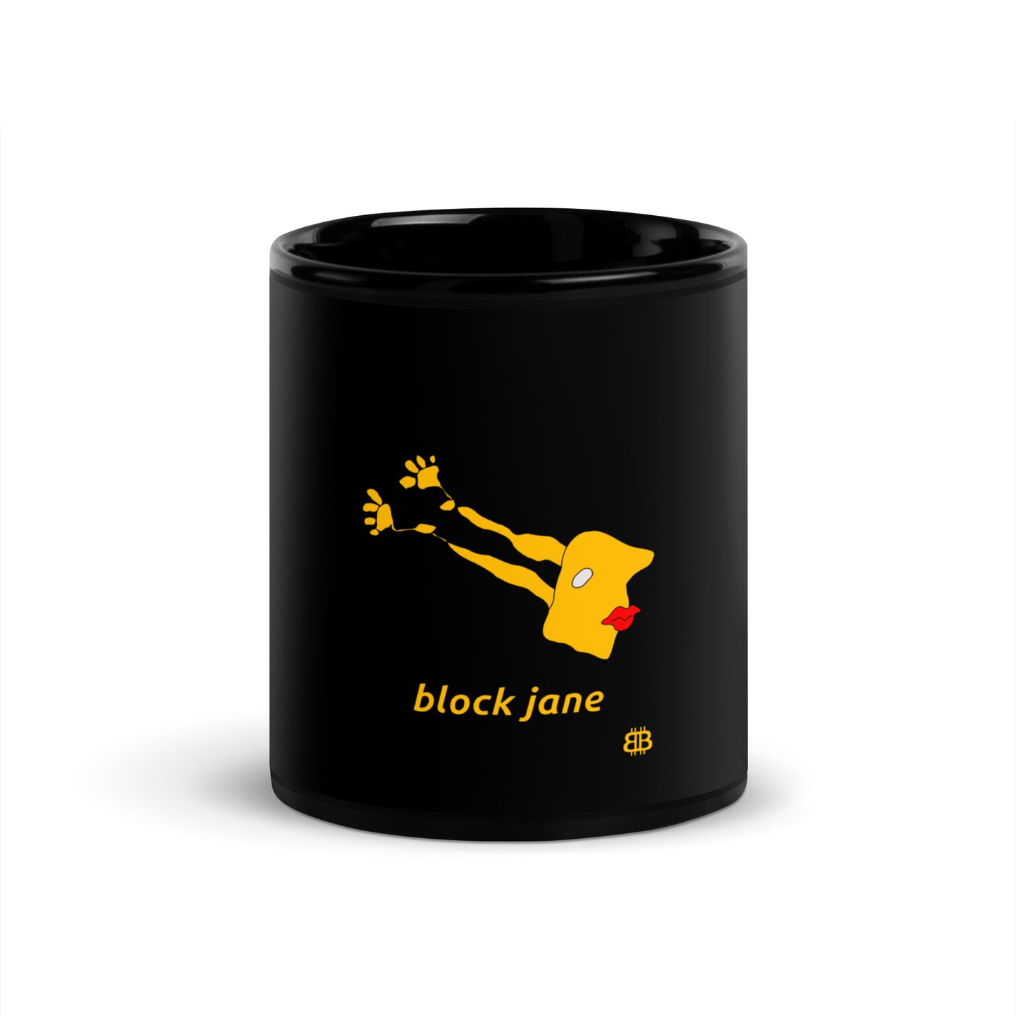 PROOF-OF-WORK-Taza negra brillant "BlockJane" (¡NO apta para lavavajillas!)