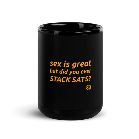 Schwarz glänzende PROOF-OF-WORK-Tasse „Sex“ (NICHT spülmaschinenfest!)