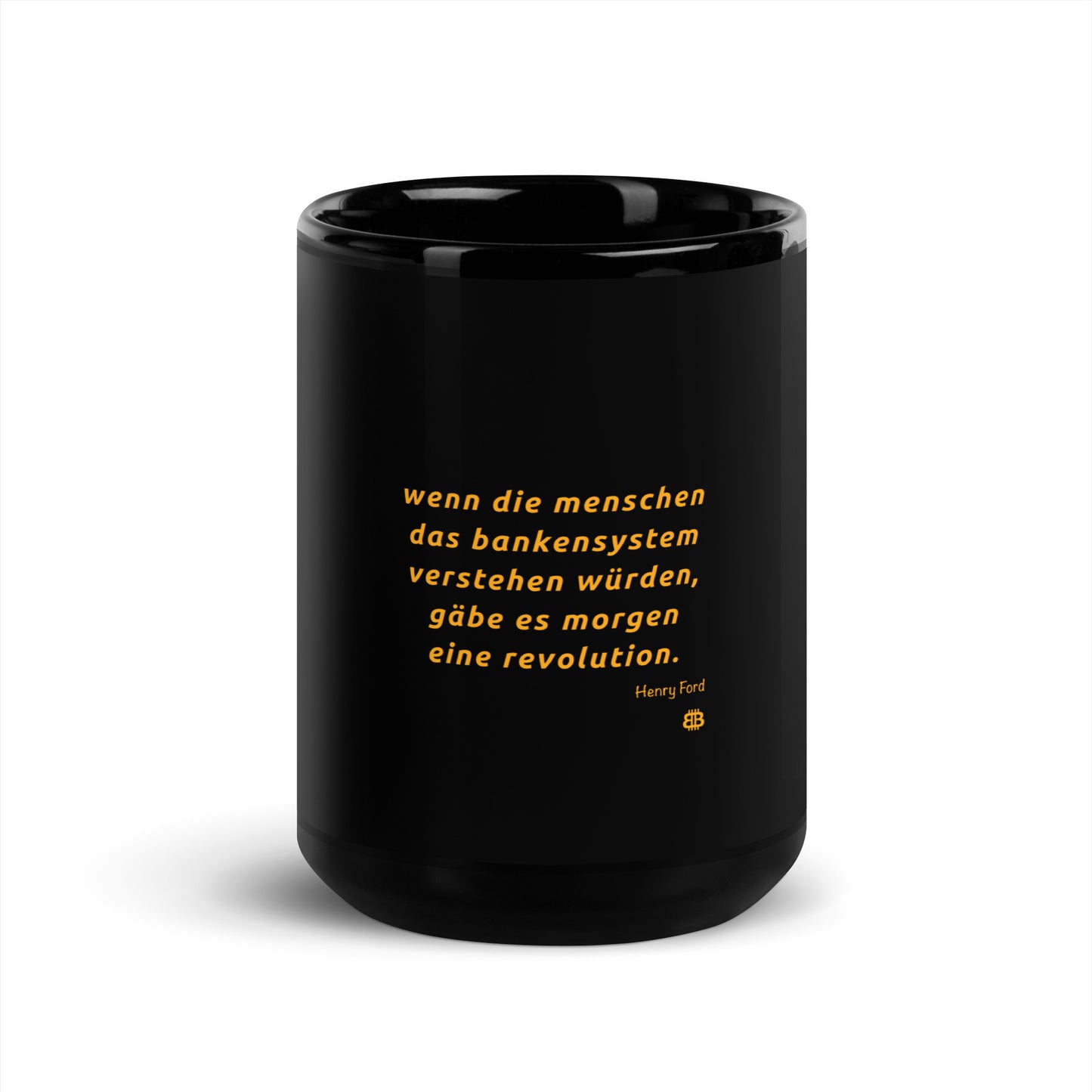 PROOF-OF-WORK-Taza negra brillante "Revolution_dt" (¡NO apta para lavavajillas!)