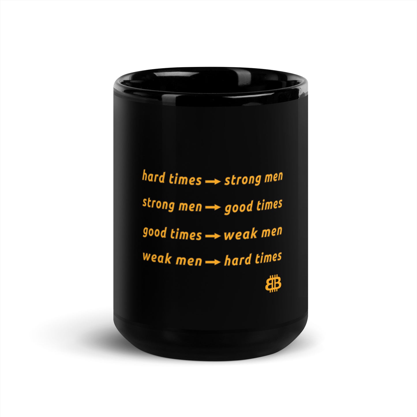 Black Glossy PROOF-OF-WORK-Mug "HardTimes" (NOT dishwasher safe!)