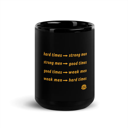 Black Glossy PROOF-OF-WORK-Mug "HardTimes" (NOT dishwasher safe!)