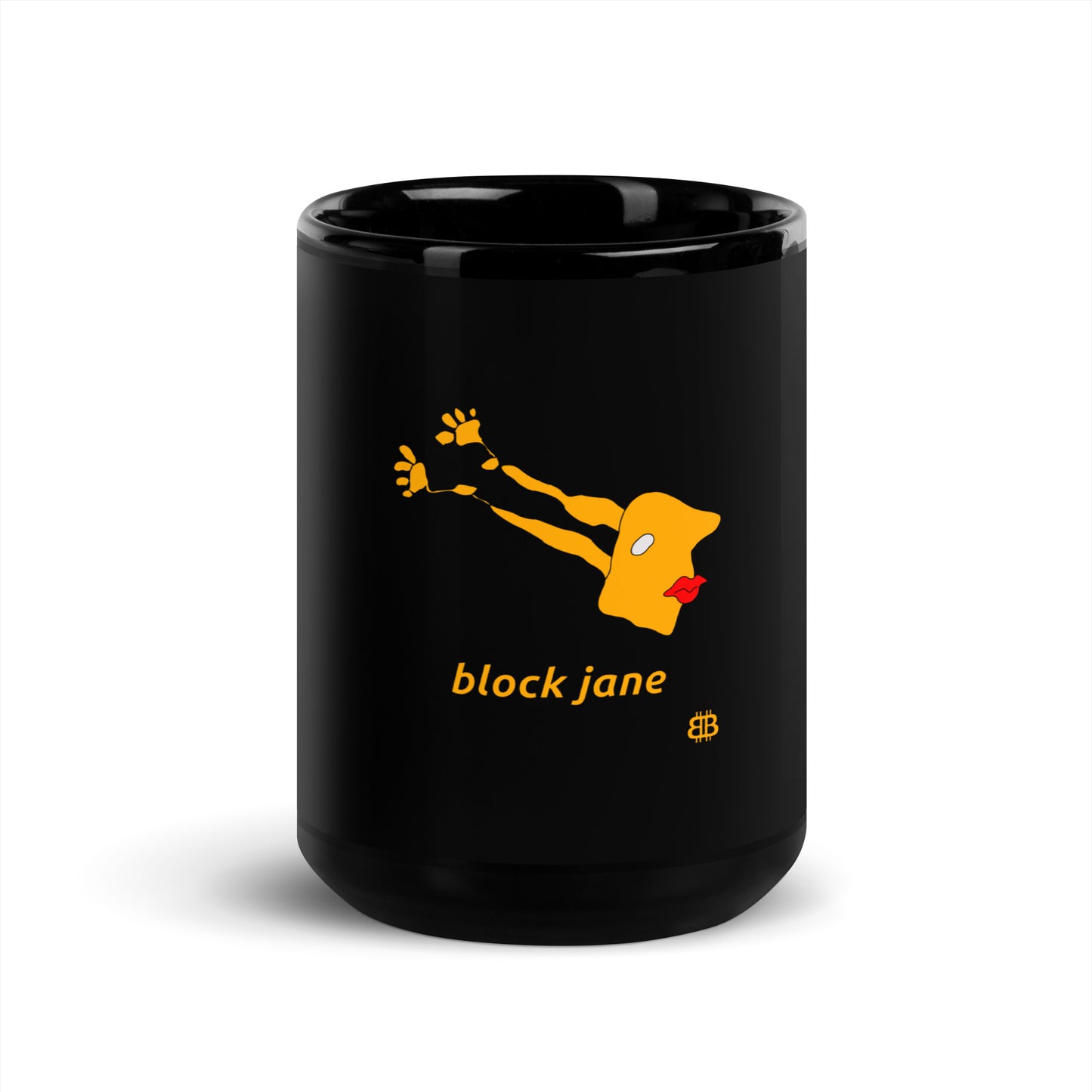 PROOF-OF-WORK-Taza negra brillant "BlockJane" (¡NO apta para lavavajillas!)