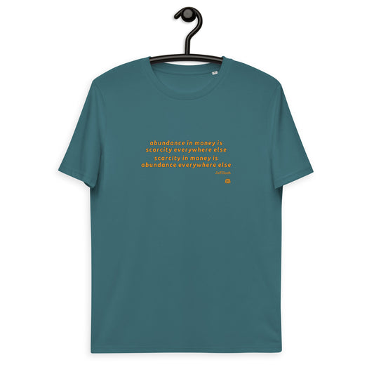 Unisex organic cotton t-shirt "Abundance_booth"