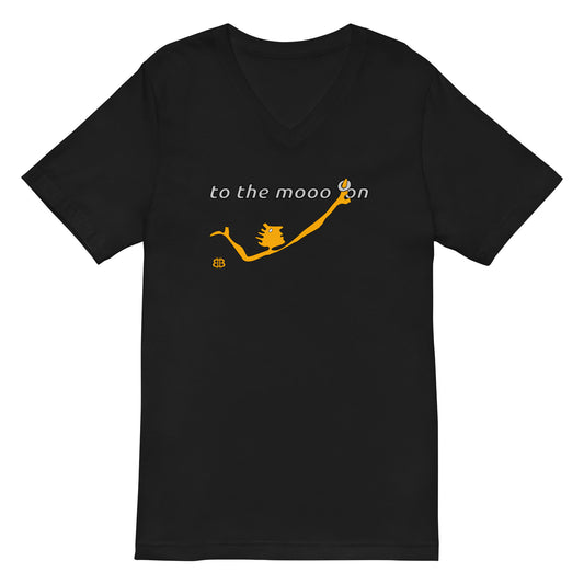 Unisex Kurzarm-T-Shirt mit V-Ausschnitt „Mooon“