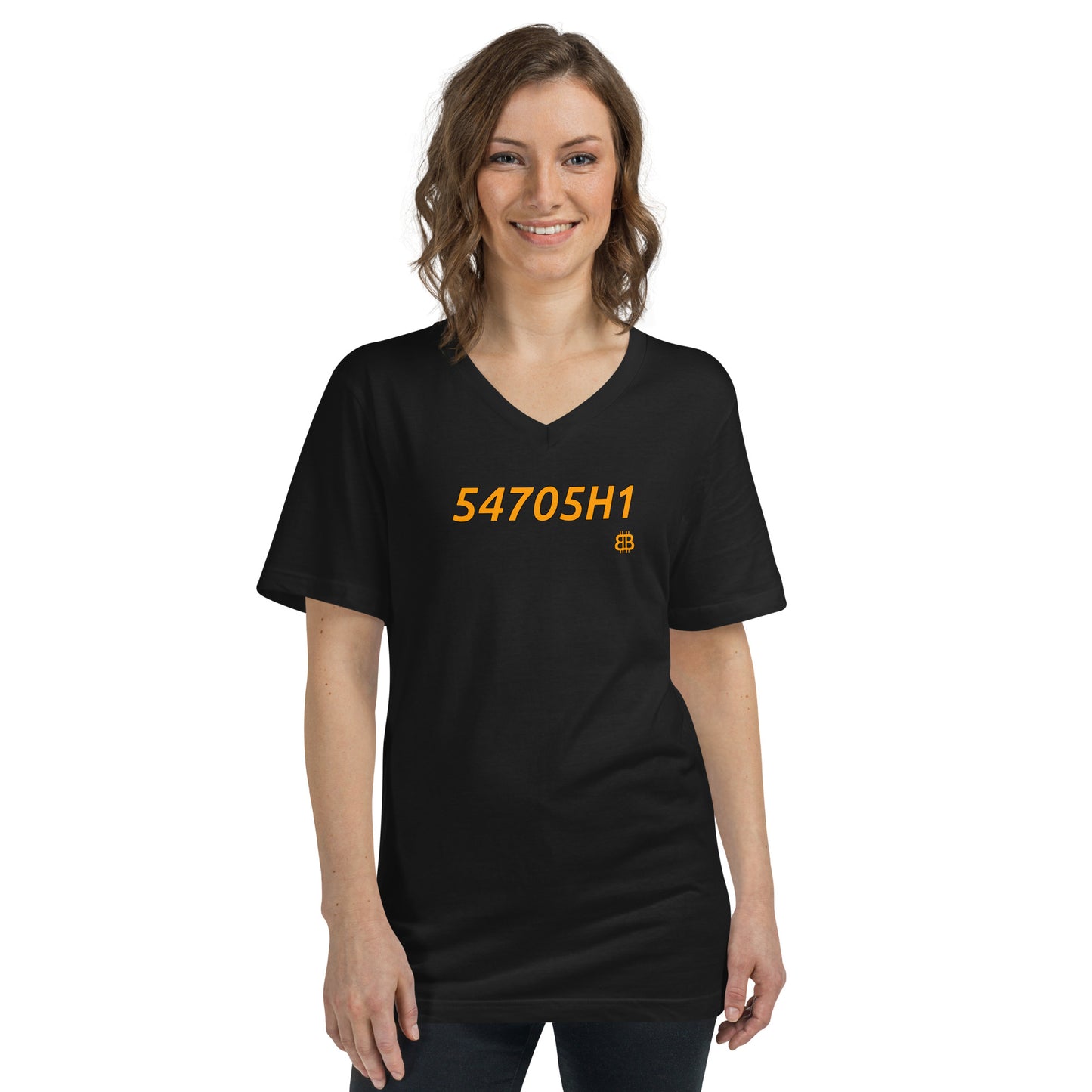 Unisex Kurzarm-T-Shirt mit V-Ausschnitt „54705H1“