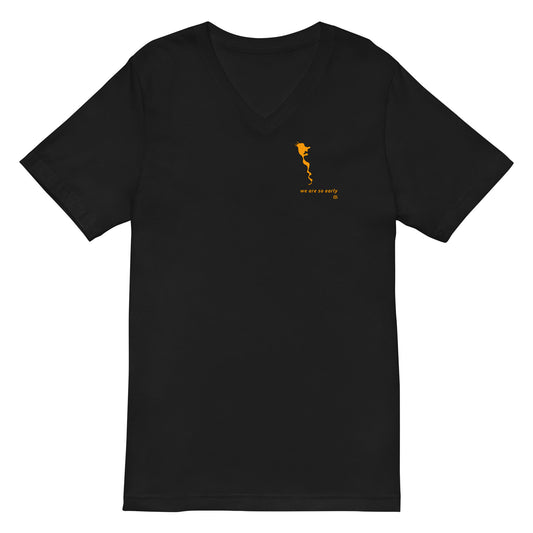 Unisex Kurzarm-T-Shirt mit V-Ausschnitt „Early_sm“