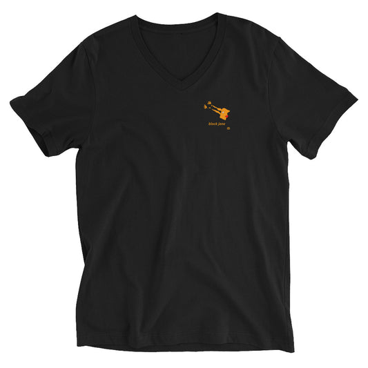 Unisex Kurzarm-T-Shirt mit V-Ausschnitt „BlockJane_sm“