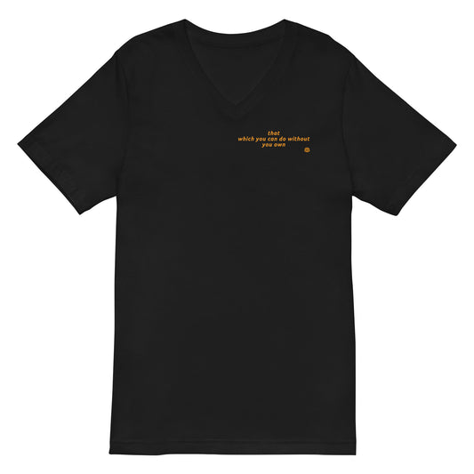Unisex Kurzarm-T-Shirt mit V-Ausschnitt „Own_sm“