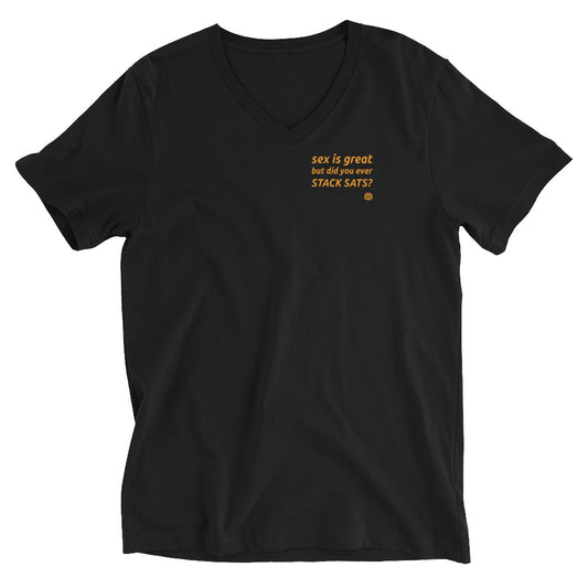 Herren Kurzarm-T-Shirt mit V-Ausschnitt „Sex_sm“