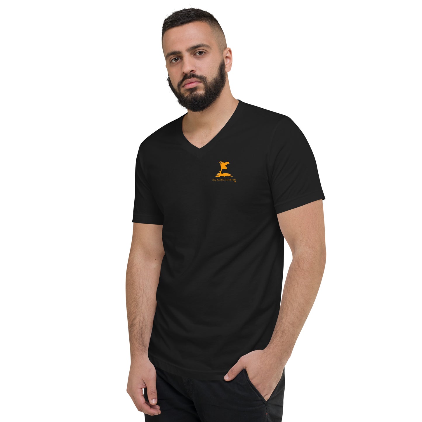 Unisex Kurzarm-T-Shirt mit V-Ausschnitt „Humble_sm“