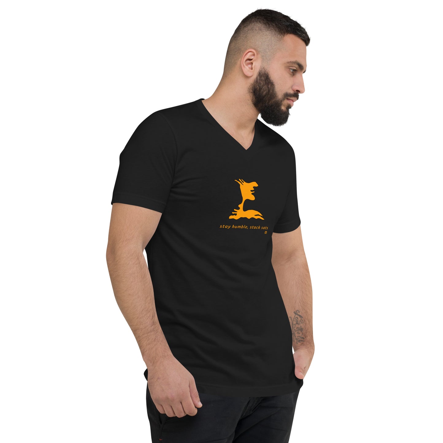 Unisex Kurzarm-T-Shirt mit V-Ausschnitt „Humble“