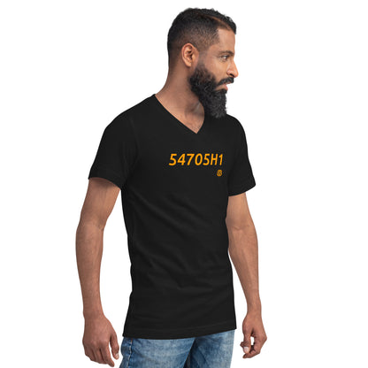 Unisex Kurzarm-T-Shirt mit V-Ausschnitt „54705H1“