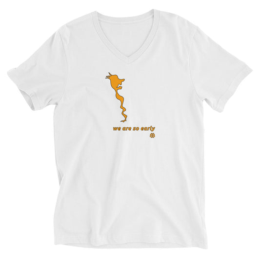 Unisex Kurzarm-T-Shirt mit V-Ausschnitt „Early“