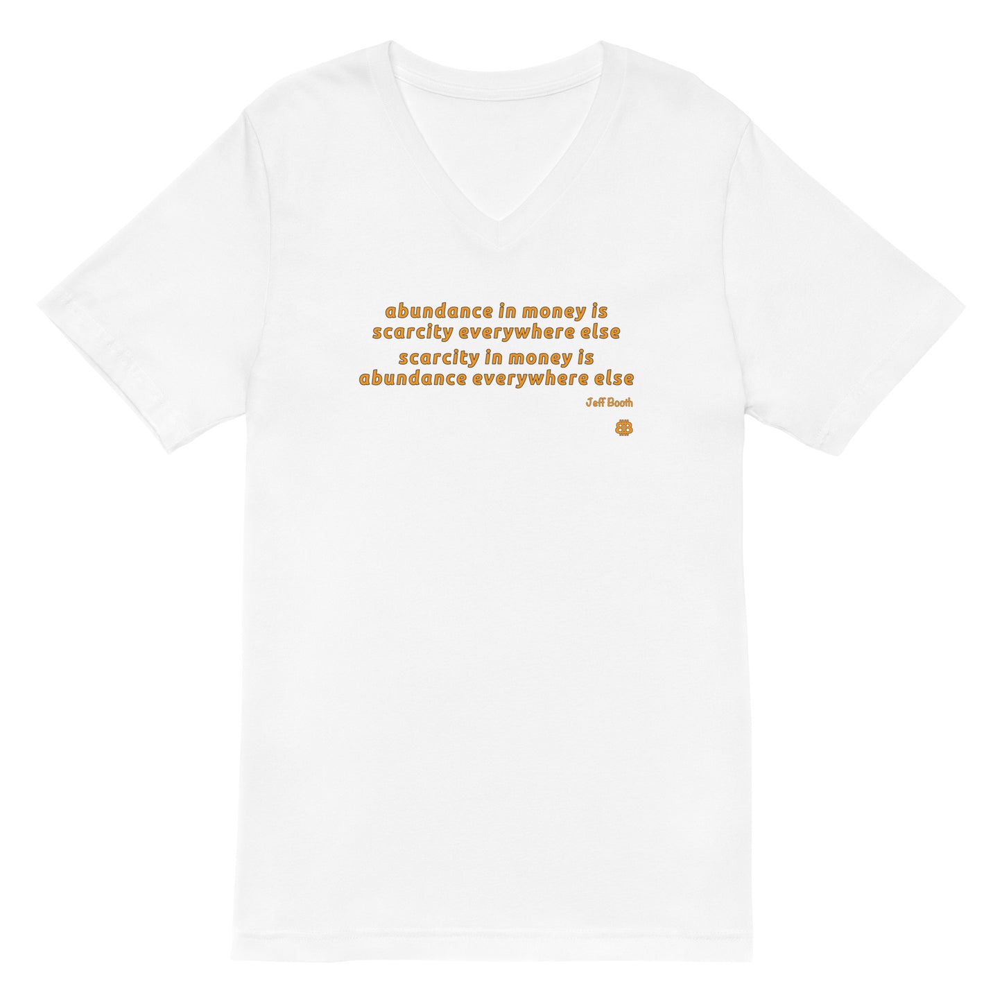 Unisex Kurzarm-T-Shirt mit V-Ausschnitt „Abundance_booth“