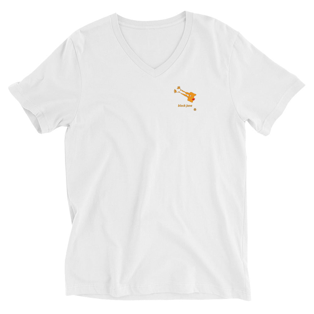 Camiseta unisex de manga corta con cuello en V "BlockJane_sm"