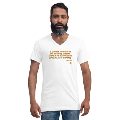 Camiseta de manga corta con cuello en V para hombre "Revolution_engl"