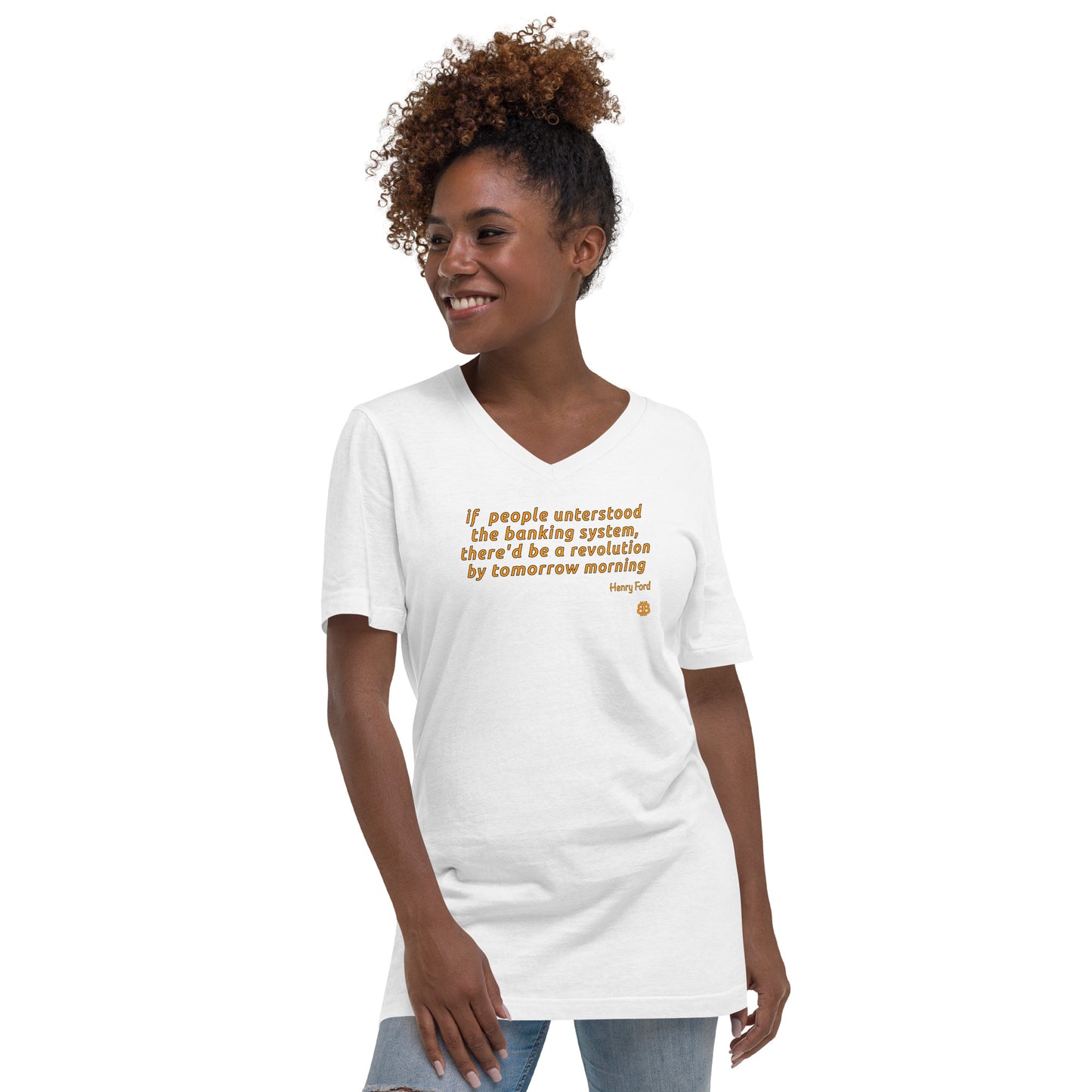 Women's Short Sleeve V-Neck T-Shirt "Revolution_engl"