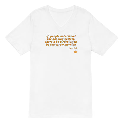 Camiseta de manga corta con cuello en V para mujer "Revolution_engl"