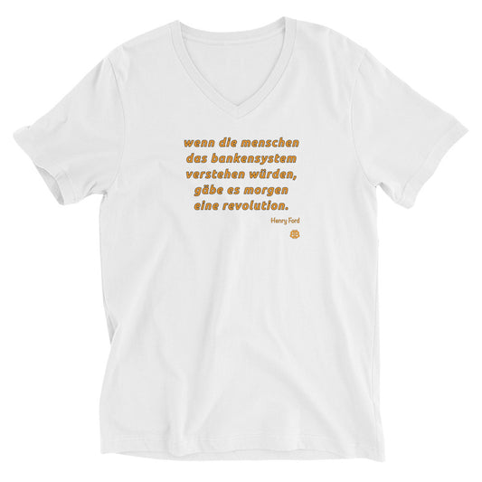Damen Kurzarm-T-Shirt mit V-Ausschnitt „Revolution_dt“
